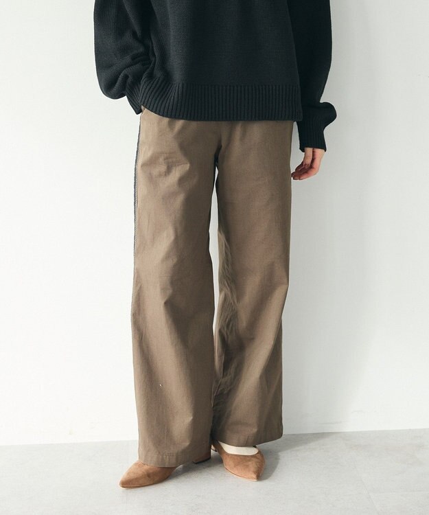 CRAFT STANDARD BOUTIQUE 刺繍ライン入ツイルパンツ Khaki