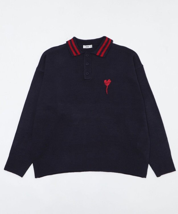 WEGO ラインポロニットプルオーバー ネイビー