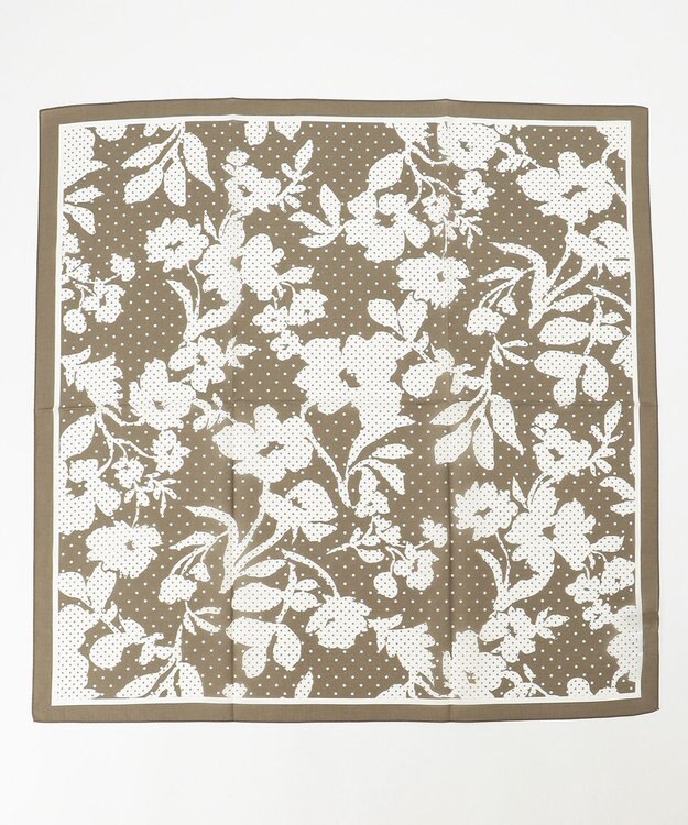 自由区 シルクコットンプリント スカーフ ブラウン系