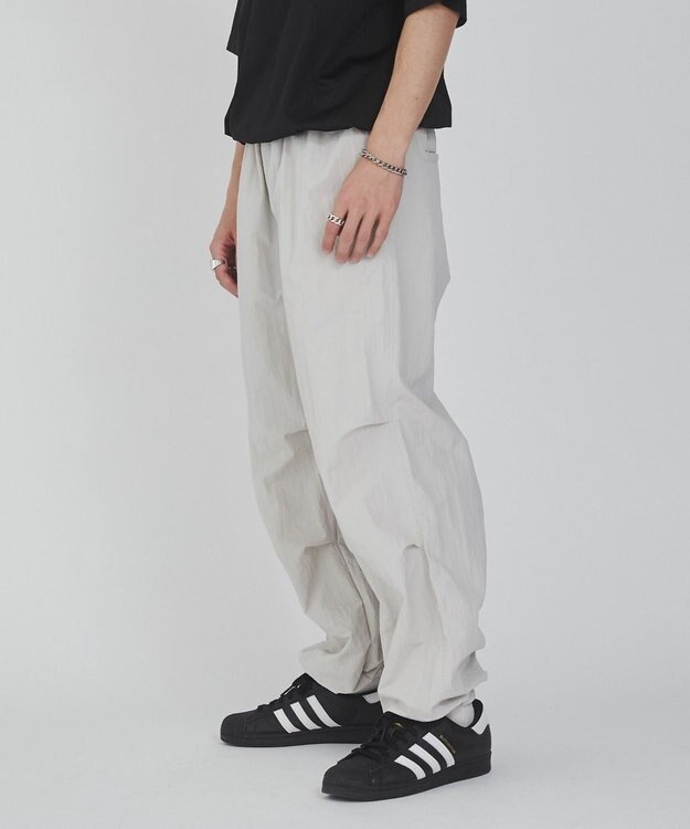 WEGO 【ウエストゴム/撥水/洗濯機可】ナイロンイージーパンツ ライトグレー