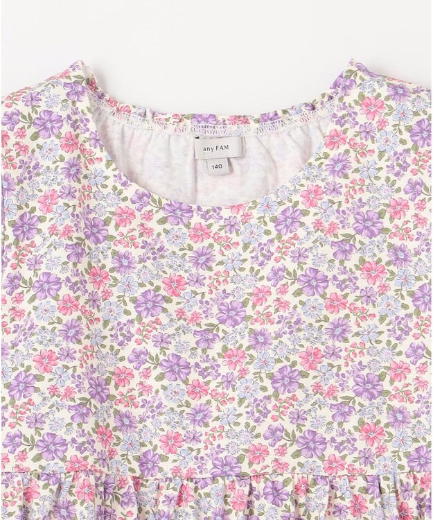 ANY KIDS カットソー サマー ワンピース オフホワイト×花柄