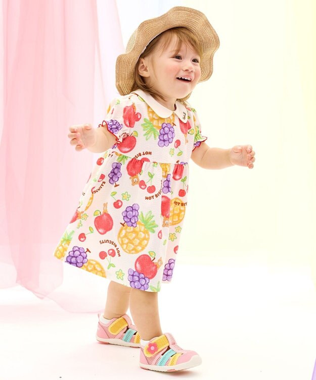 MIKI HOUSE HOT BISCUITS 【ビーンズ×フルーツシリーズ】【80-120cm】襟付き 半袖ワンピース アイボリー