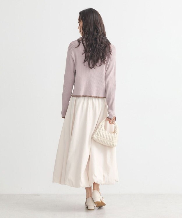 earth music&ecology バイカラートリムニットカーディガン Pink