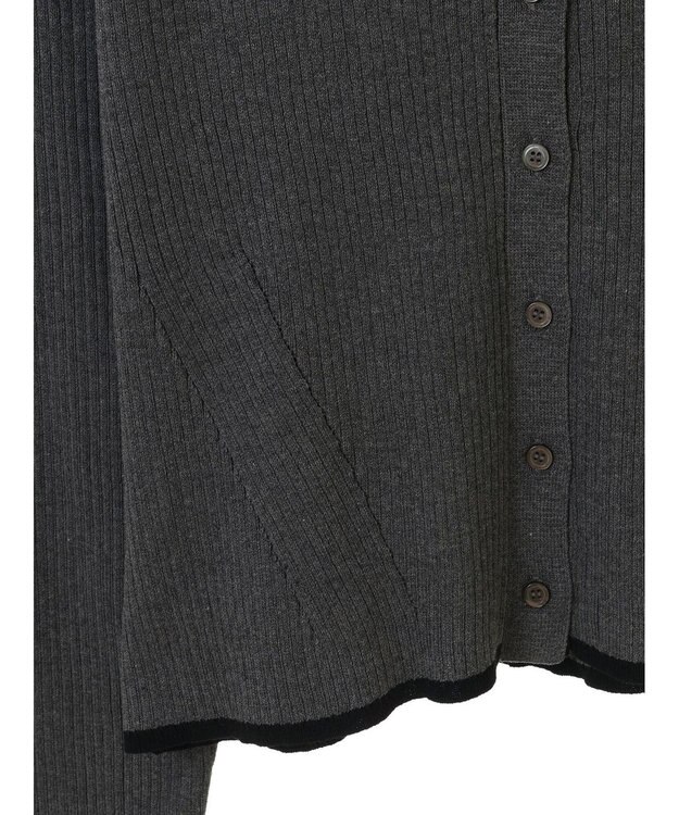 earth music&ecology バイカラートリムニットカーディガン Charcoal Gray