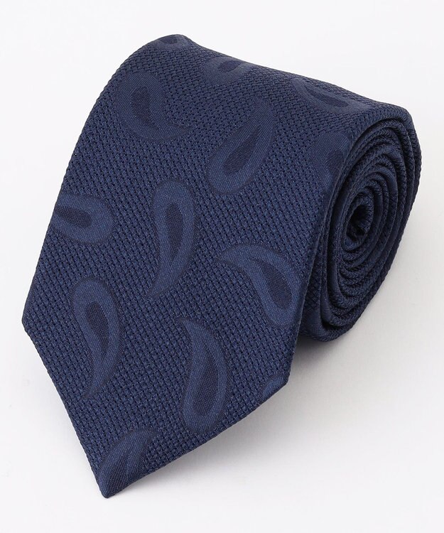 JOSEPH ABBOUD 【イタリア生地・日本製】ジャカードペイズリー ネクタイ ネイビー系