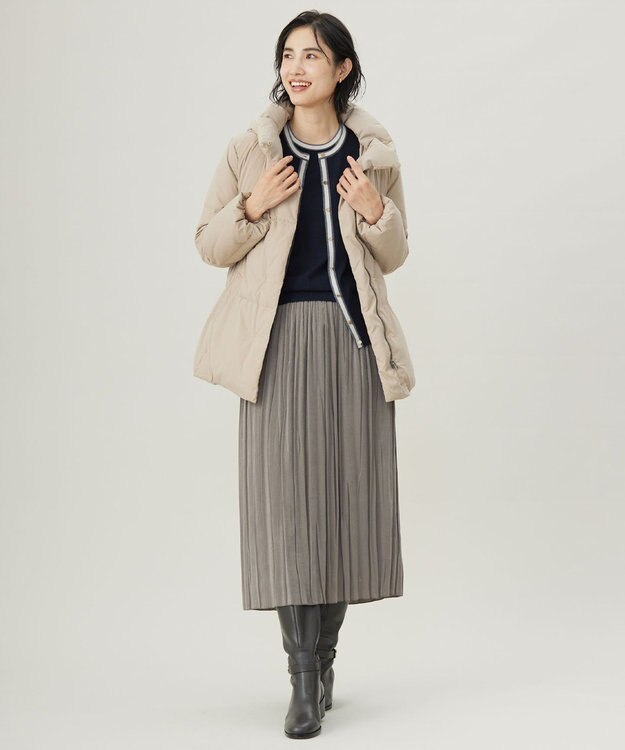 J.PRESS LADIES L 【洗える】ブラッシュドマルチポリ ショート ダウンコート ベージュ系