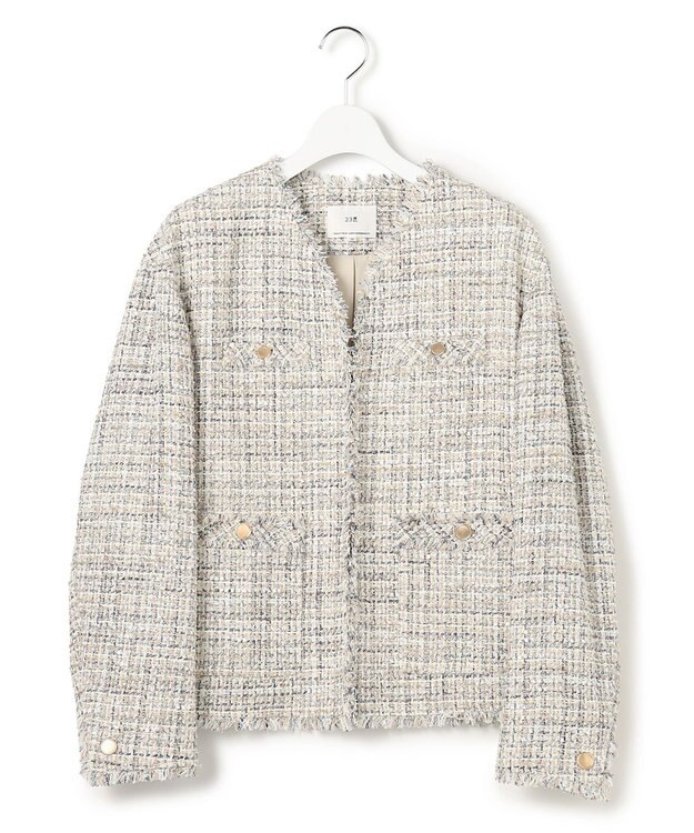 23区 【先行予約】GIOLICAツイード ジャケット アイボリーミックス