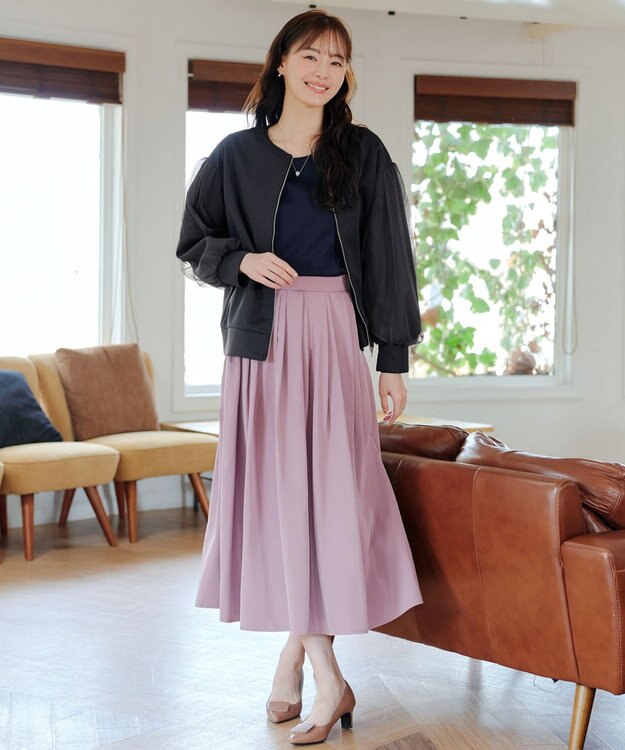 Tiaclasse 【洗える】チュールレースソフトダンボールジャケット チャコールグレー