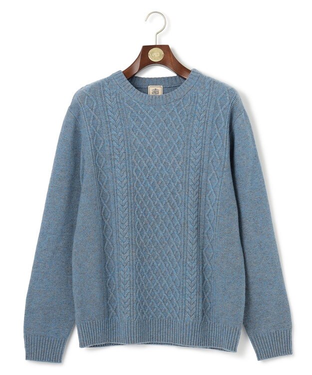 J.PRESS MEN 【KING SIZE】【Cash Lamb’s wool】ケーブルニット / クルー ブルー系