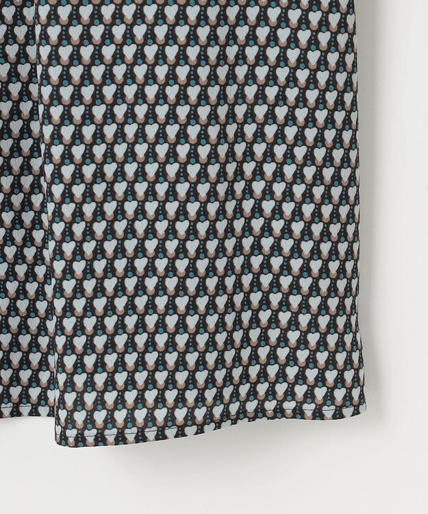 自由区 【洗える】ジオメトリックハートプリント ブラウス アクア系