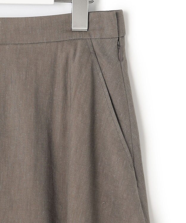23区 【セットアップ対応】リネンレーヨンストレッチ フレア スカート ダークブラウン系