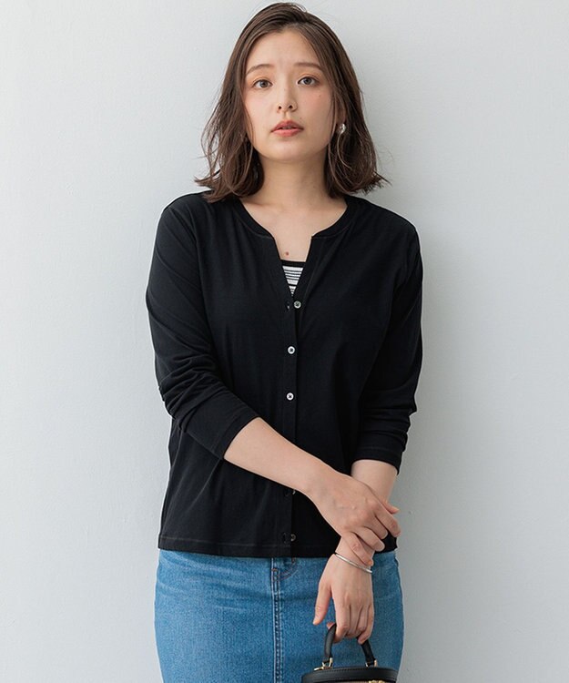 23区 【SLOW/一部店舗限定】シアーツイストシングルジャージー カーディガン ブラック系