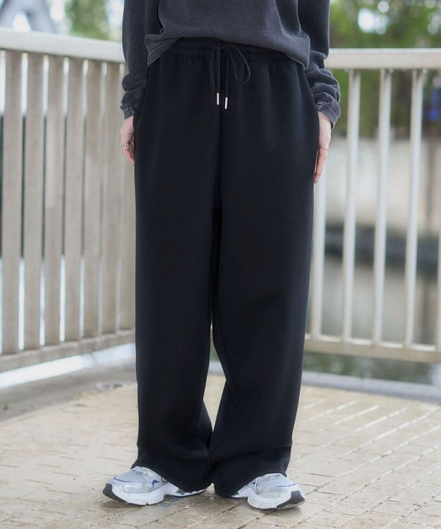 WEGO 【ユニセックス着用ITEM/MLサイズ展開/ウエストゴム】ボンディングスウェットパンツ ブラック