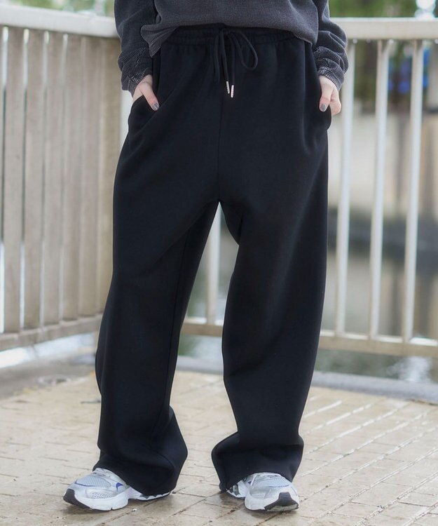 WEGO 【ユニセックス着用ITEM/MLサイズ展開/ウエストゴム】ボンディングスウェットパンツ ブラック