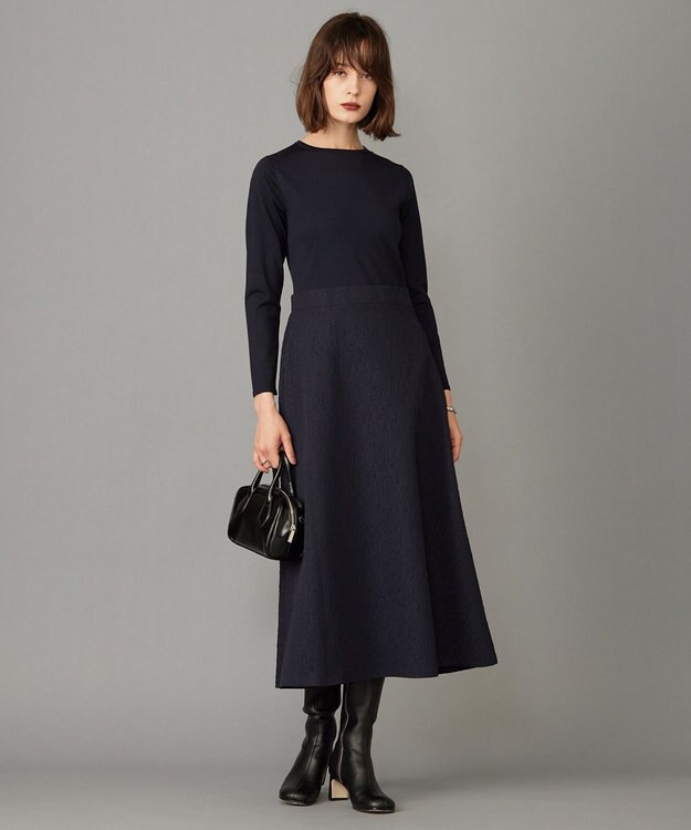 ICB 【洗える】 ニットコンビジャガード ワンピース ネイビー系