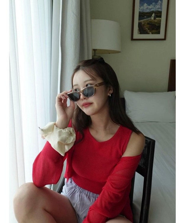 Green Parks シアーカーディガン＋タンクトップＳＥＴ Red