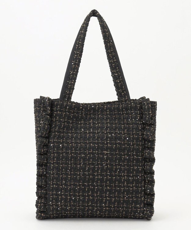 TOCCA 【ヨンア×大人百花×TOCCAコラボカラー有り】PRECIOUS WAVES BAG WITH POUCH ポーチ付きトートバッグ ブラックツイード