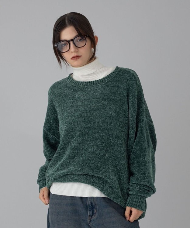 WEGO 【ユニセックス着用ITEM/MLサイズ展開】ベロアモールプルオーバー グリーン