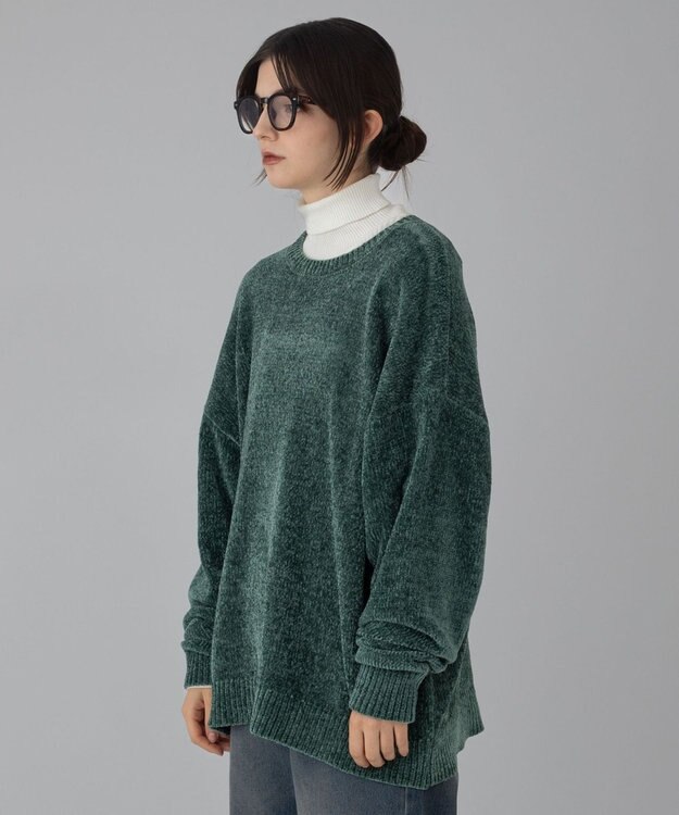 WEGO 【ユニセックス着用ITEM/MLサイズ展開】ベロアモールプルオーバー グリーン