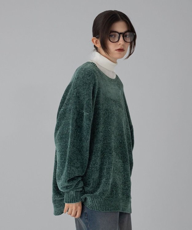 WEGO 【ユニセックス着用ITEM/MLサイズ展開】ベロアモールプルオーバー グリーン