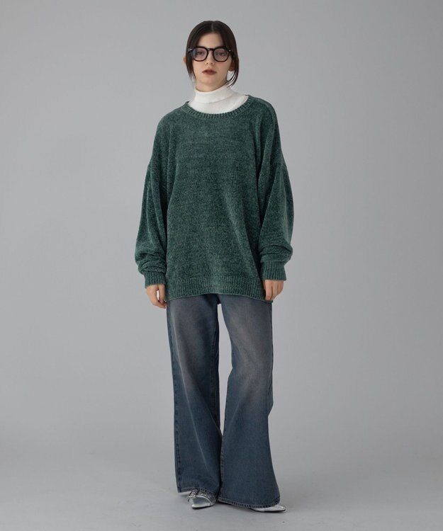 WEGO 【ユニセックス着用ITEM/MLサイズ展開】ベロアモールプルオーバー グリーン