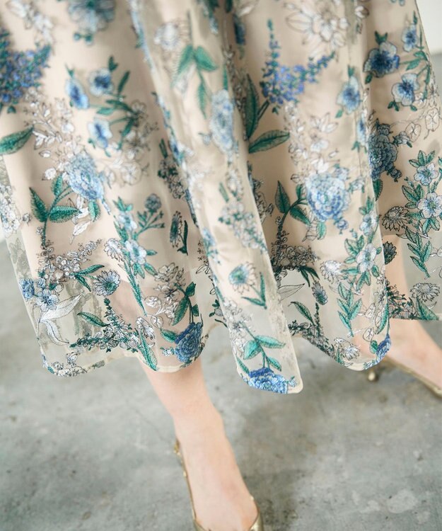 GRACE CONTINENTAL フラワーマーメイドドレス ベージュ