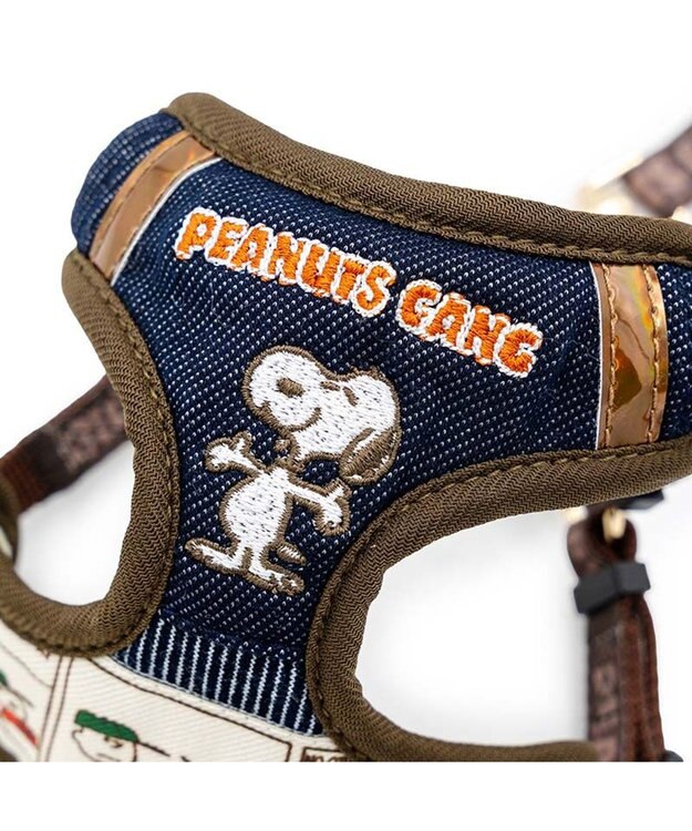 PET PARADISE スヌーピー ハーネス＆リード 《ワッペン柄》 Ｌ 大型犬 ネイビー