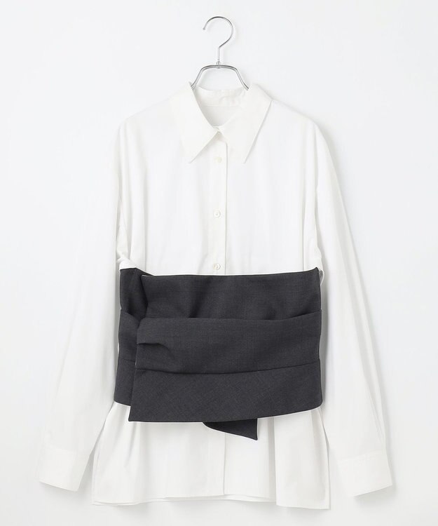 #Newans ビスチェレイヤーシャツ ホワイト×チャコール