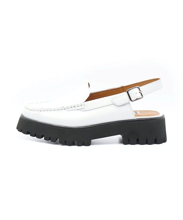APOM プラットフォームスリングバックモカシン40 ホワイトG