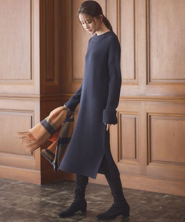 組曲 バルキーニット ワンピース ネイビー系