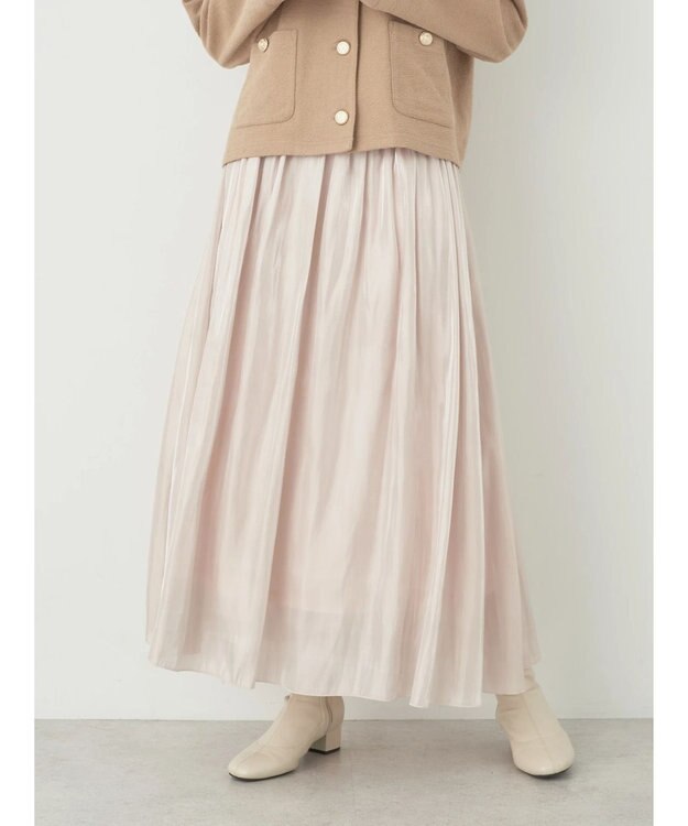 earth music&ecology シャイニーギャザースカート Beige