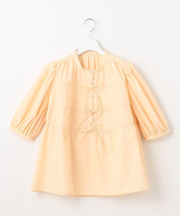 Feroux リボンギャザー ブラウス ライトイエロー系