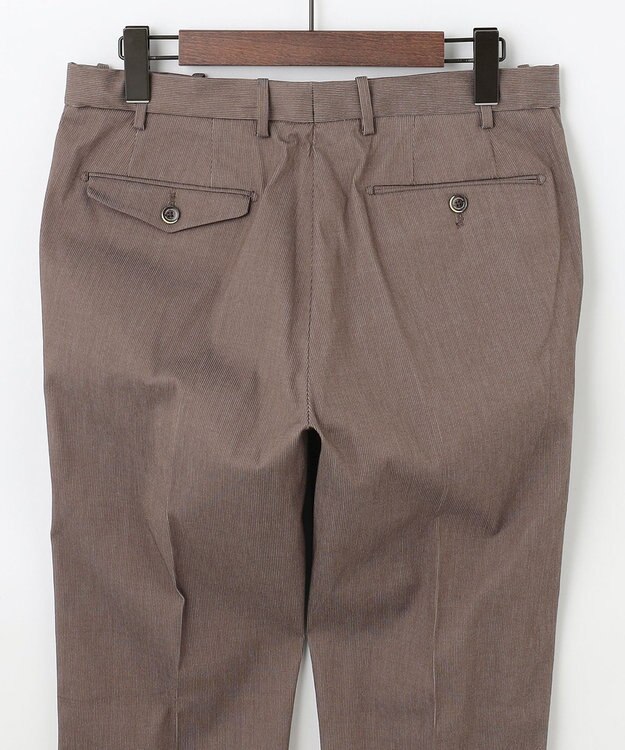 JOSEPH ABBOUD 【ウエストも伸びる！】コードストライプムーブ パンツ ダークブラウン系