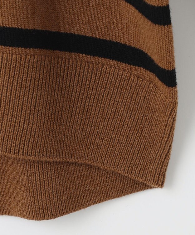 J.PRESS LADIES S 【洗える】MERINO CASHMERE オフタートル ボーダー ニット キャメル系1