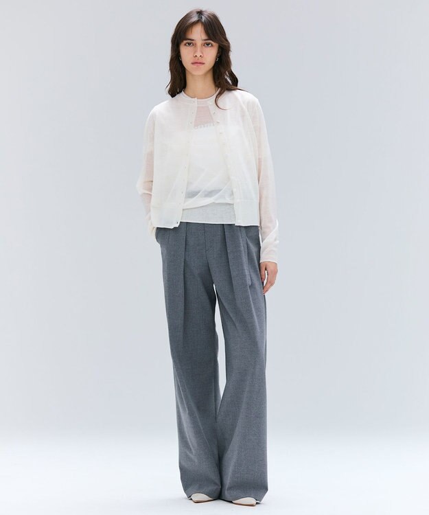 BEIGE， 【洗える・GLOW 10月号掲載】CADDO / シアーウールメッセージロゴＴニット Ecru