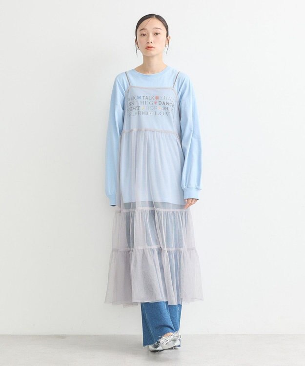 earth music&ecology チュールティアードキャミワンピース Light Gray