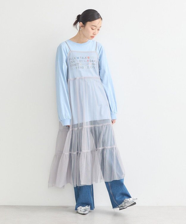 earth music&ecology チュールティアードキャミワンピース Light Gray