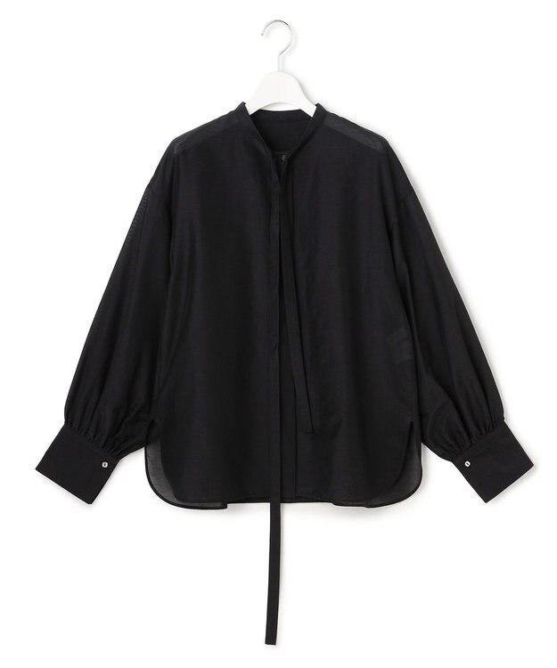 23区 【エステータ】シルクコットンローン ボウタイブラウス ブラック系