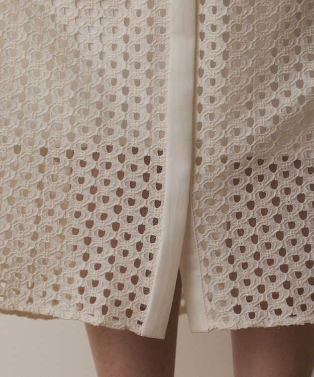 GRACE CONTINENTAL メッシュレースカフタンワンピース ホワイト