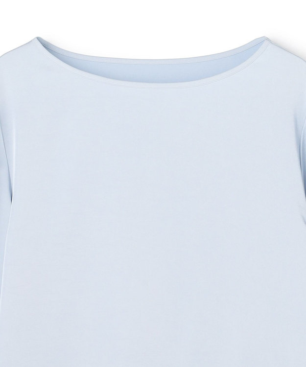 UNFILO サテン レイヤードブラウス アイスブルー