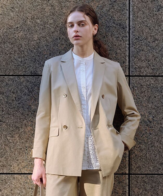 J.PRESS LADIES セルロースリネンストレッチ ダブル ジャケット