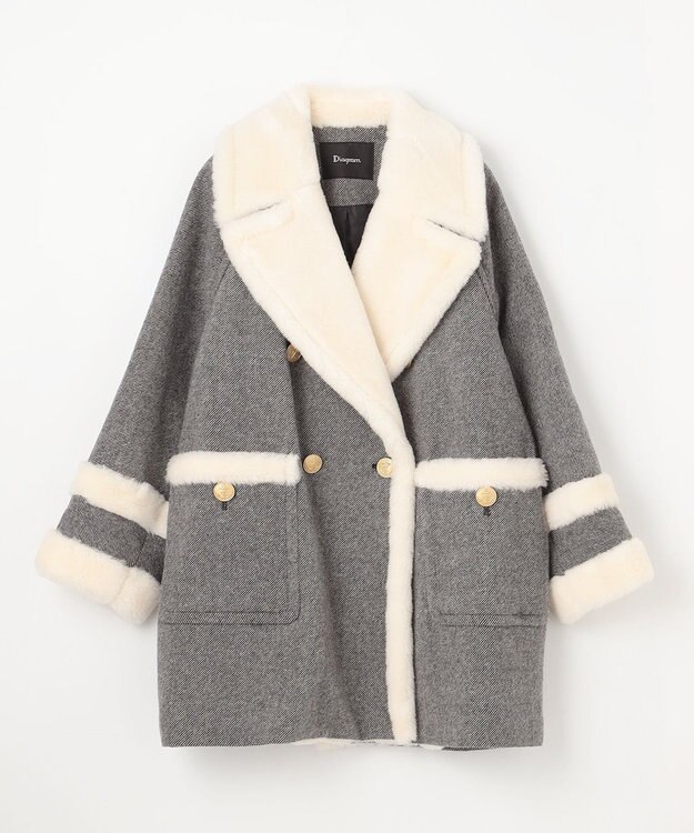 GRACE CONTINENTAL ボアカラーPコート ブラック