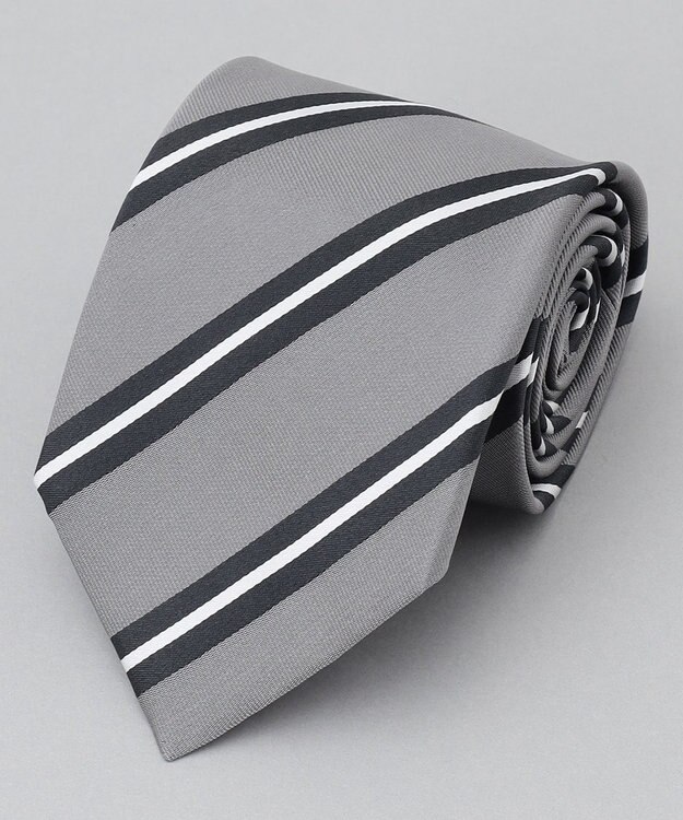 GOTAIRIKU GOTAIRIKU別注【日本製】シルク ネクタイ_ストライプ ライトグレー系1