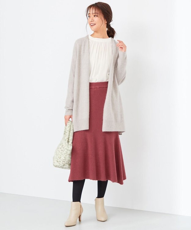 ANY SIS 【セットアップ対応】Puresleekマーメイドニット スカート アンティークピンク