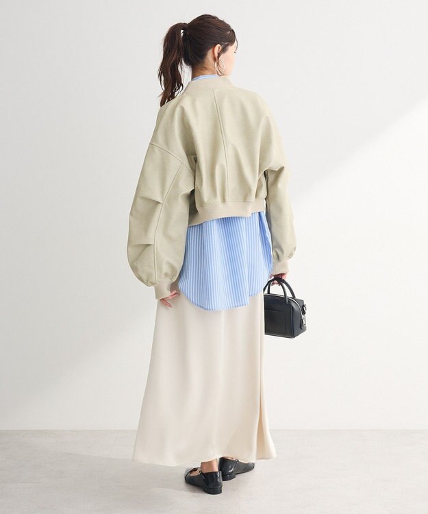 Green Parks ・ＥＬＥＮＣＡＲＥ　ＤＵＥ　合皮ＭＡ－１ブルゾン Ivory