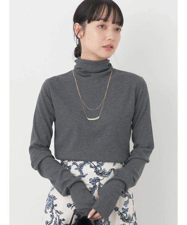 earth music&ecology ＴＲウールブレンドタートルネックプルオーバー Dark Gray