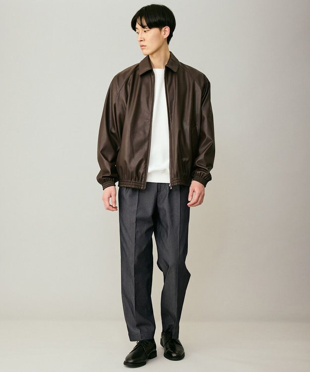 UNFILO MENS アラエルレザーライク ブルゾン ダークブラウン