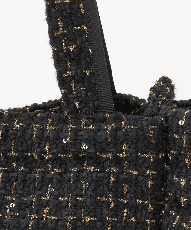 TOCCA 【ヨンア×大人百花×TOCCAコラボカラー有り】PRECIOUS WAVES BAG WITH POUCH ポーチ付きトートバッグ ブラックツイード