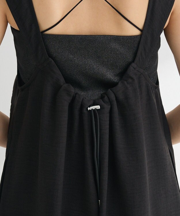 Green Parks 接触冷感麻調ゆったりサロペット Black