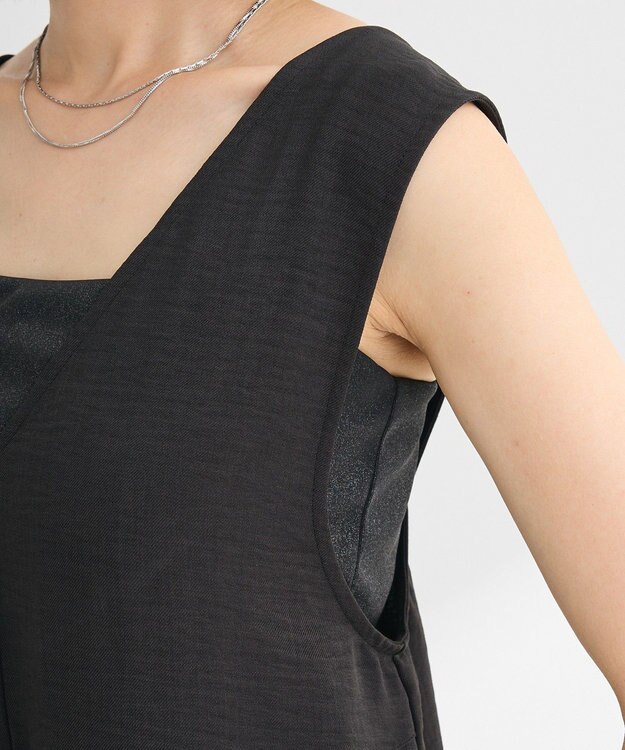 Green Parks 接触冷感麻調ゆったりサロペット Black